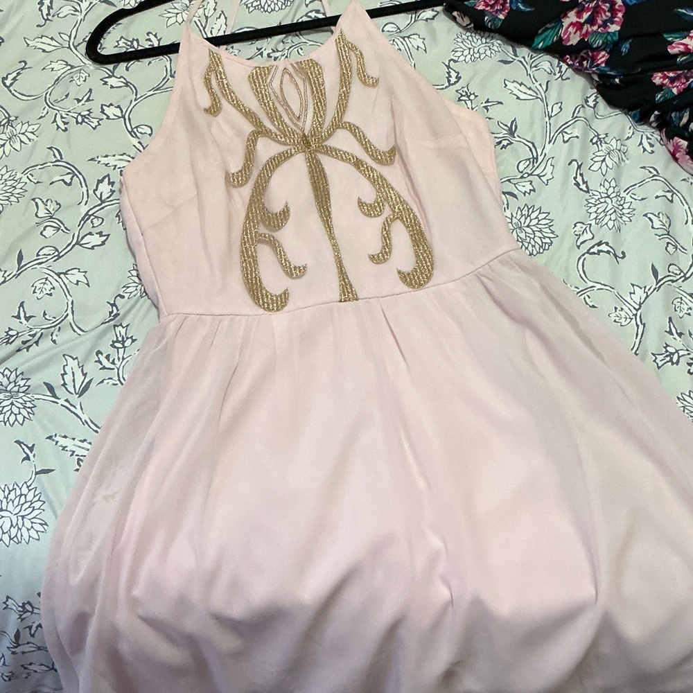Alya Pink and Gold Mini Dress - Picture 4 of 8